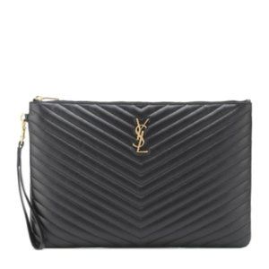 YSL Saint Laurent Medium Size Chevron Zip Clutch